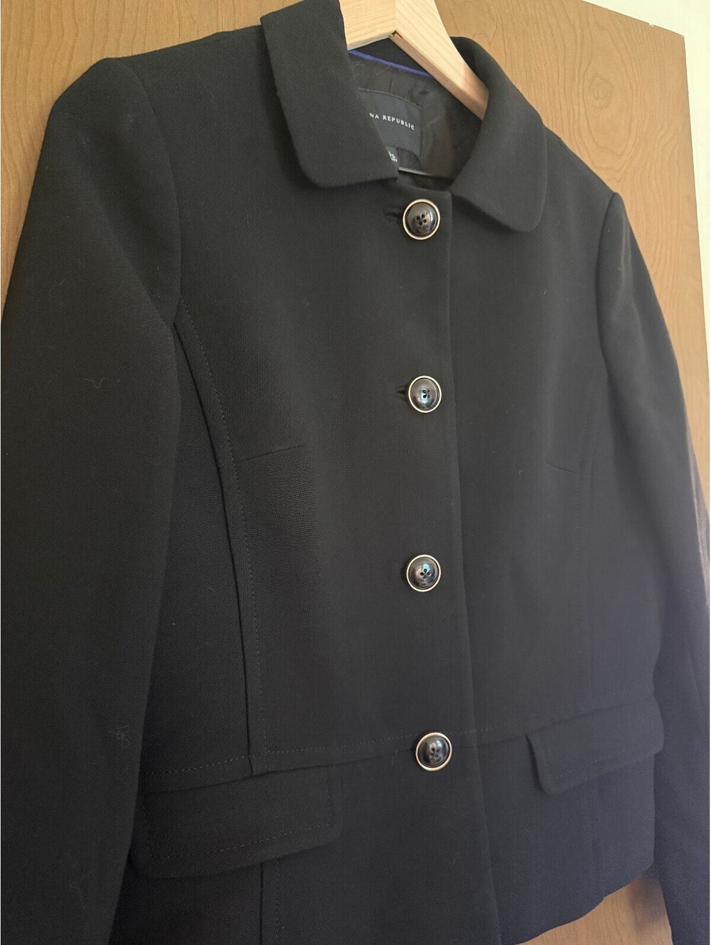 Banana Republic Wool Blend Coat Sz 10 Club Collar Pockets Lined Polished Classic